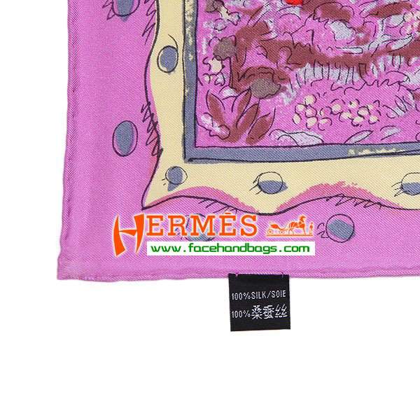Hermes 100% Silk Square Scarf Light Purple HESISS 87 x 87 - Click Image to Close